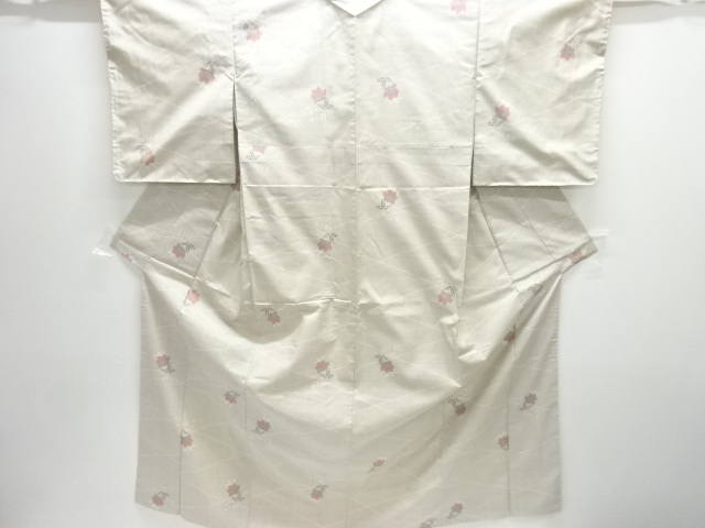 JAPANESE KIMONO / SILK / SHIRO OSHIMA TSUMUGI / WOVEN FLOWERS